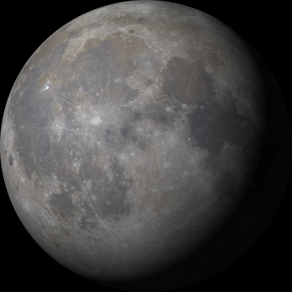 The Moon, LROC colour map from the NASA SVS CGI Moon Kit